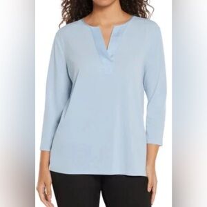 NWT Banana Republic Ladies' V-Neck 3/4 Sleeve Top Blouse, Blue XXL